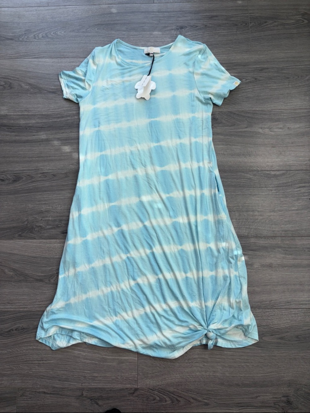 NWT- Simply Southern Light Blue and White Tie-Dye Midi Dress